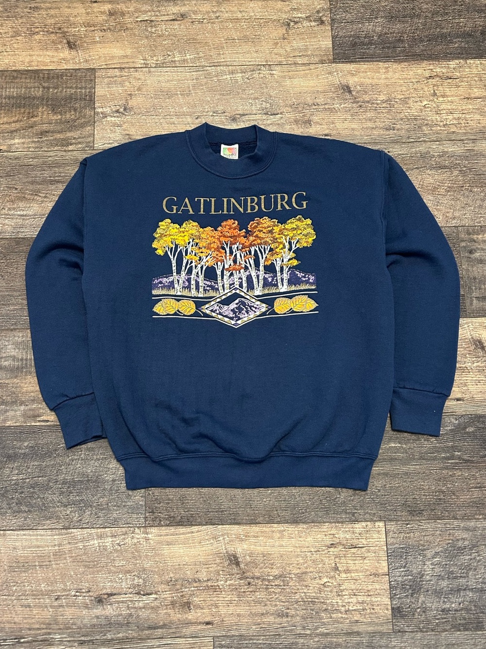 Rare Vintage 1990s Fall Trees Gatlinburg Navy Crewneck Sweatshirt Mens Sz Large